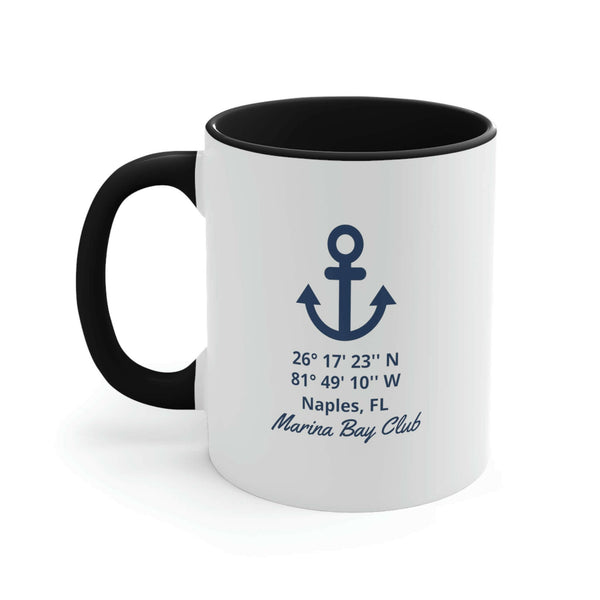 Personalized Latitude Longitude Ceramic Beach Coffee Mug, 5 Colors Mugs New England Trading Co Black