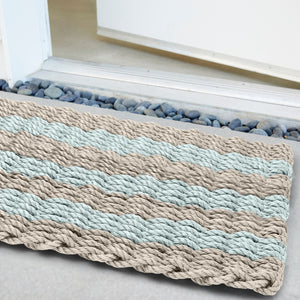 Cabana Stripes doormat combining modern design, durability, and handcrafted coastal charm