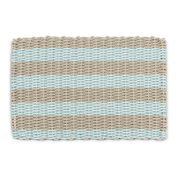 Lobster Rope Outdoor Doormats in Sand & Seafoam Cabana Stripes, Front Door Mats Outdoor