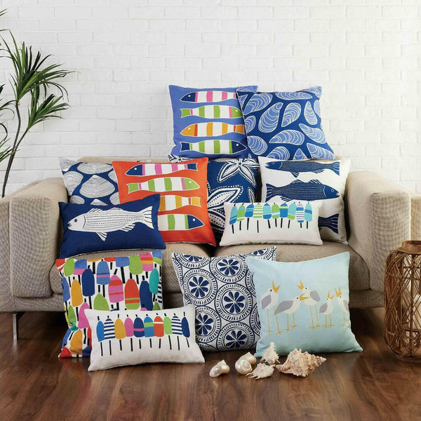 Seagulls Printed Indoor/Outdoor Throw Pillow, 20" x 20"