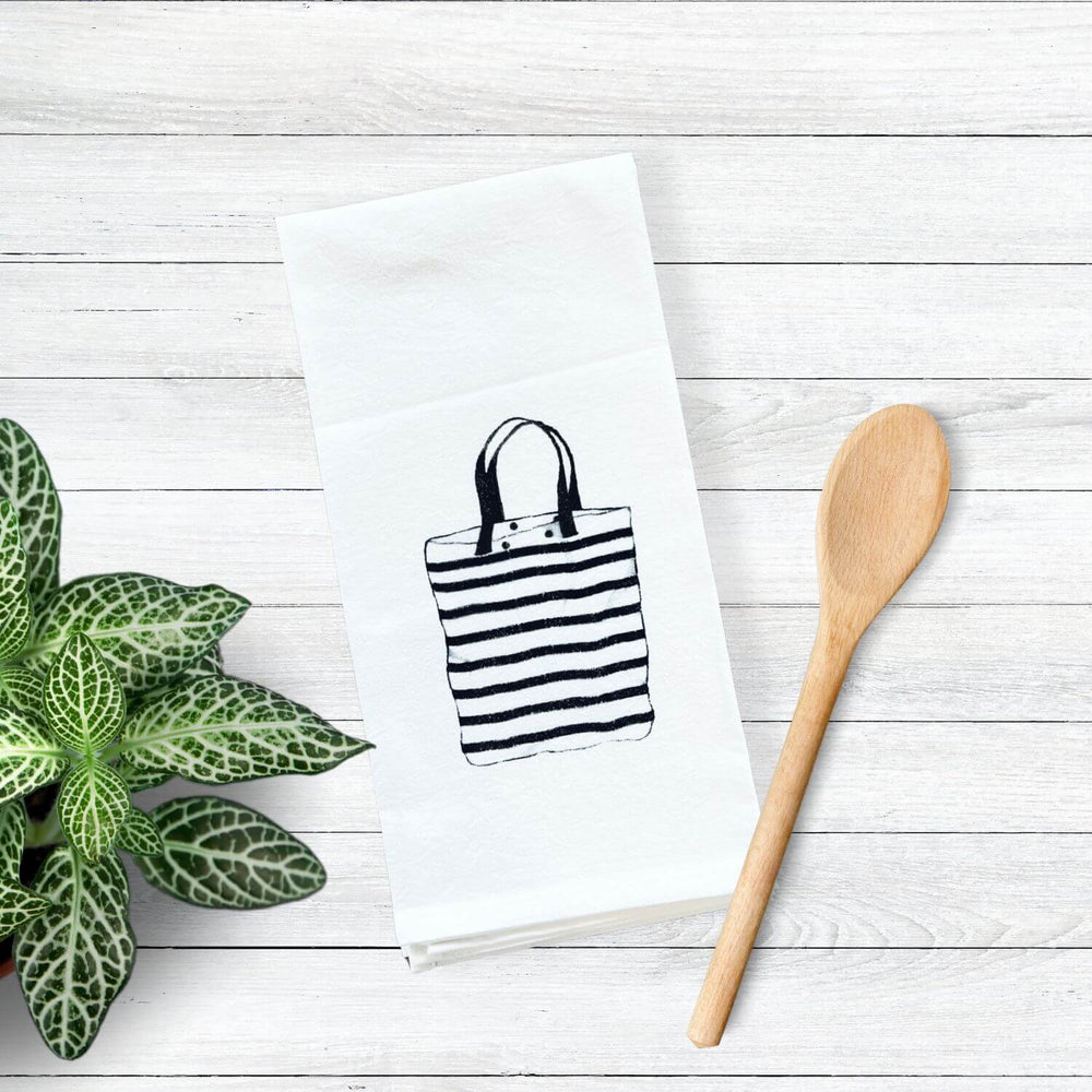 Coastal Kitchen Towel, Striped Bag Tea Towel, 100% Cotton