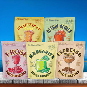 Frozen Cocktail Drink Mixes - Frozen Margarita, Frozen Peach Bellini, Frosé, Frozen Espresso Martini, Frozen Aperol Spritz, Frozen Grapefruit Crush - all-natural no blender needed summer cocktail mixes.
