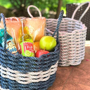 Lobster rope baskets 12x8 inches – made in Maine, durable water-resistant coastal storage or gift basket.