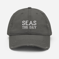 Thumbnail for Seas The Day Distressed Hat, Baseball Cap, Charcoal