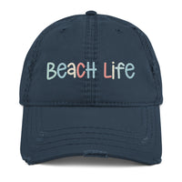 Thumbnail for Beach Life Distressed Hat, Baseball Cap  New England Trading Co Navy  