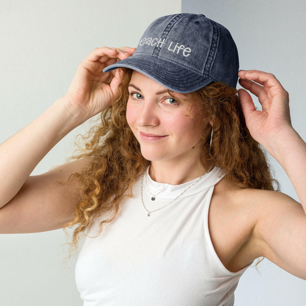 Beach Life Vintage Cotton Twill Cap  New England Trading Co Navy