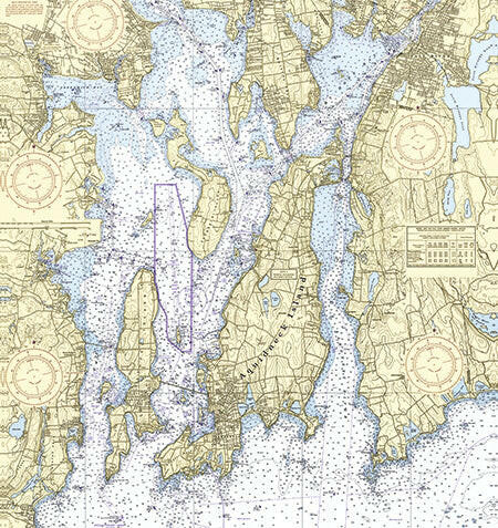 Nautical Chart Blanket, Locations in Rhode Island