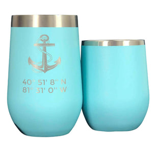 Latitude & Longitude Polar Camel Stemless Wine Tumbler Tumblers New England Trading Co Teal 12 oz