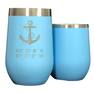 Latitude & Longitude Polar Camel Stemless Wine Tumbler Tumblers New England Trading Co Light Blue 12 oz
