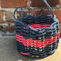 Thumbnail for Wicked Good Lobster Rope Basket Baskets Wicked Good Baskets Navy with Red Stripe  