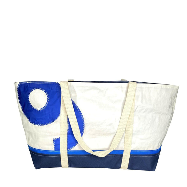 Recycled Sail Bag, Tote Bag Handmade from Sails, Blue & Navy Blue Handbags New England Trading Co