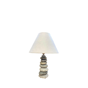 Stacked Stone Lamp, Handcrafted from Beach & River Rocks Lamps New England Trading Co 14" - 15" with shade
