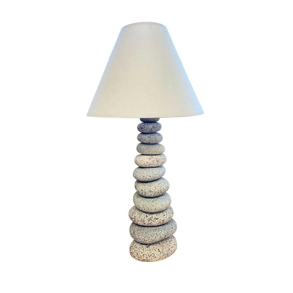 Stacked Stone Lamp, Handcrafted from Beach & River Rocks Lamps New England Trading Co 24" - 25" with shade