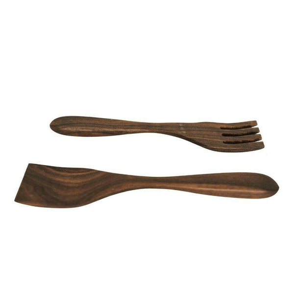 Wooden Salad Servers, 12", Fork and Paddle Utensils Forks American Farmhouse Bowls Black Walnut (+$1)
