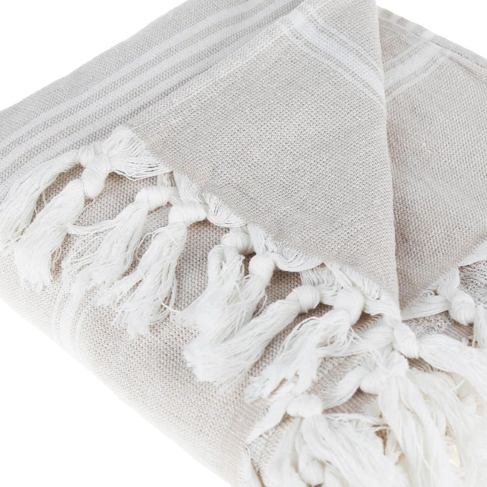 Peshtemal Pure Turkish 100% Cotton Beach Towels Beach Towels New England Trading Co White/Beige  