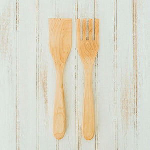 Wooden Salad Servers, 12", Fork and Paddle Utensils Forks American Farmhouse Bowls