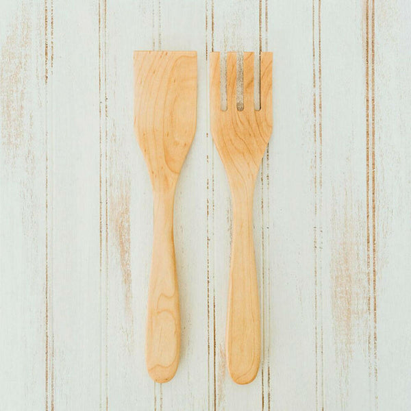 Wooden Salad Servers, 12", Fork and Paddle Utensils Forks American Farmhouse Bowls