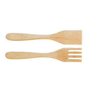 Wooden Salad Servers, 12", Fork and Paddle Utensils Forks American Farmhouse Bowls Sugar Maple