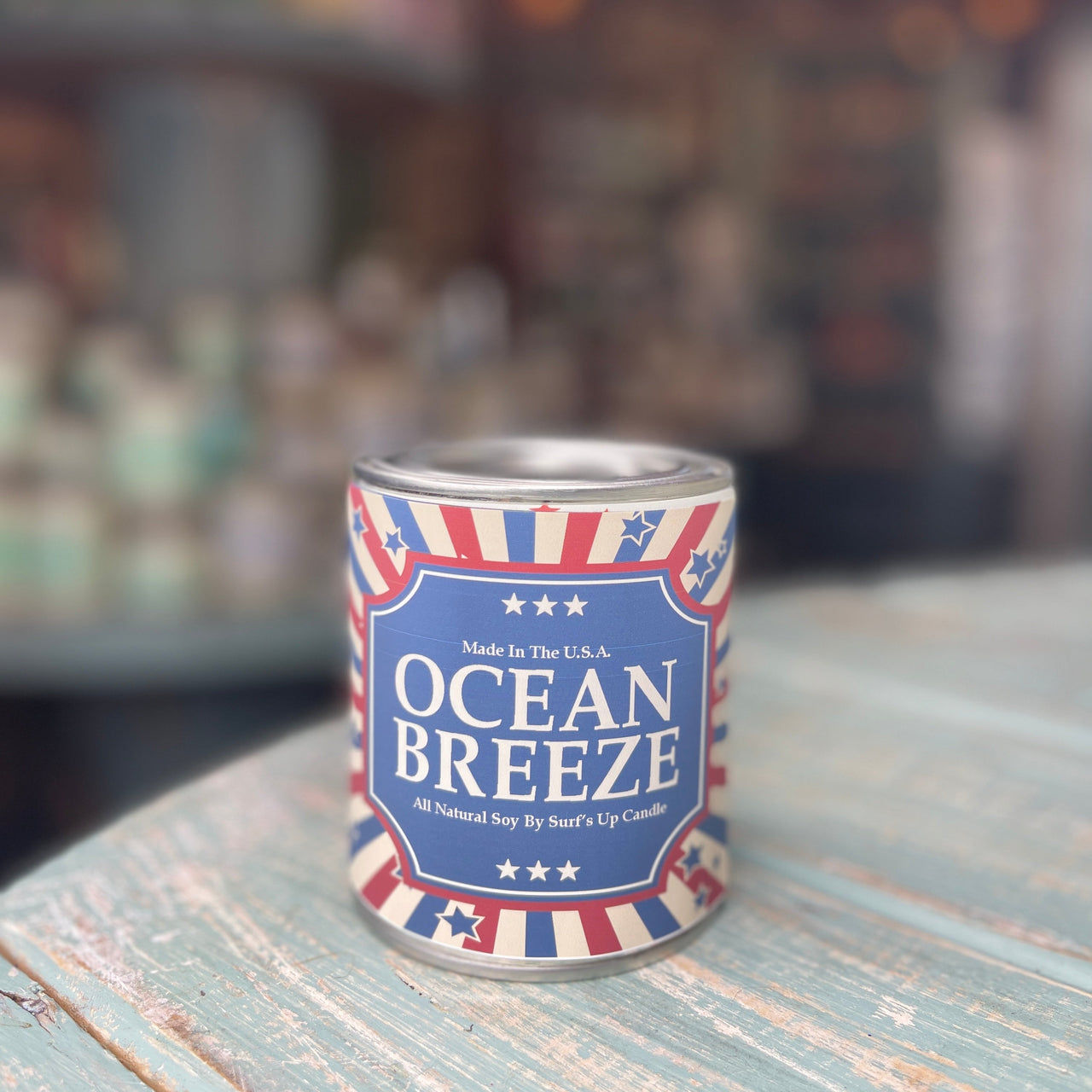Ocean Breeze Paint Can Candle - Americana Collection Paint Can Candle Surf's Up Candle   