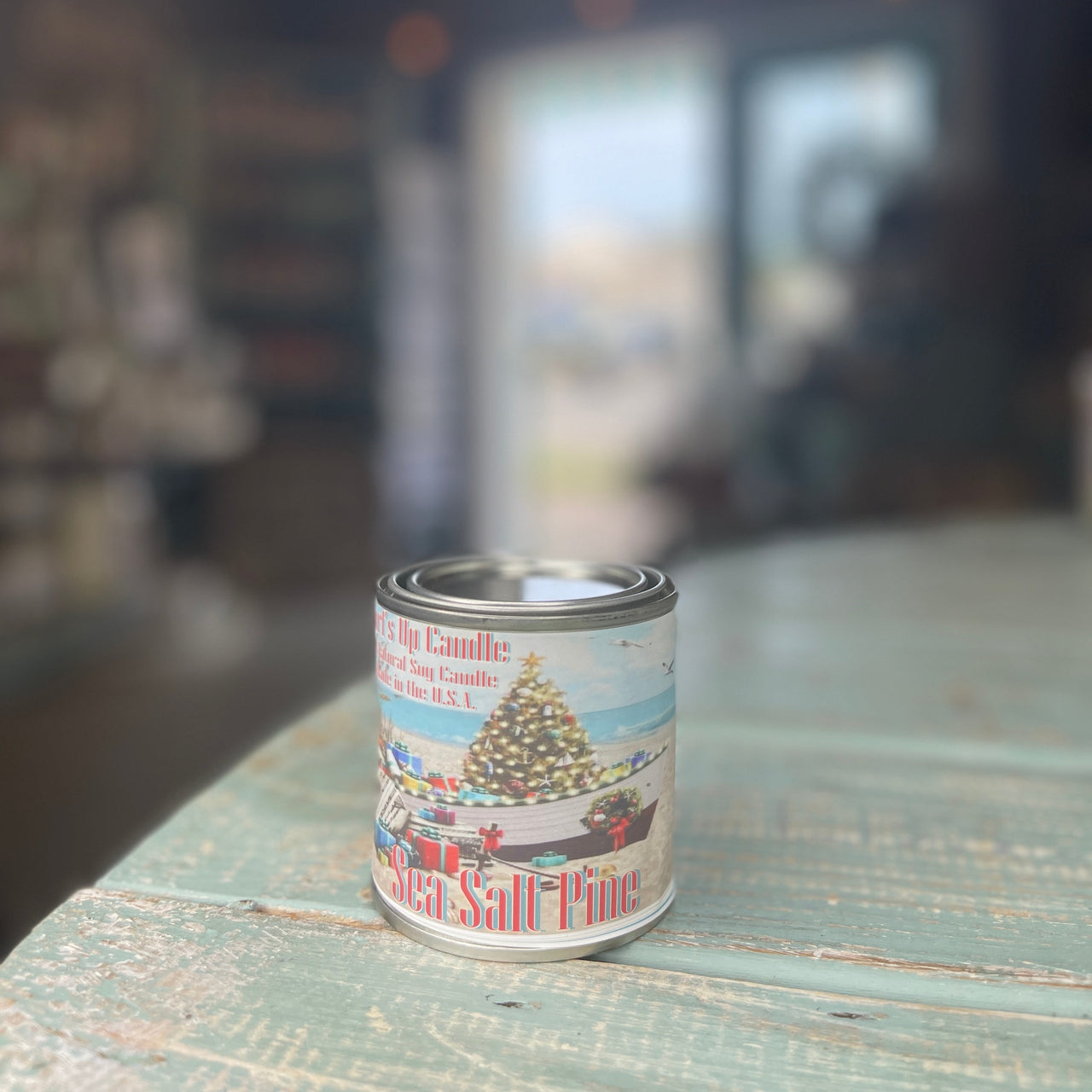 Sea Salt Pine Paint Can Candle - Vintage Collection Paint Can Candle Surf's Up Candle 1/2 Pint (8oz)  