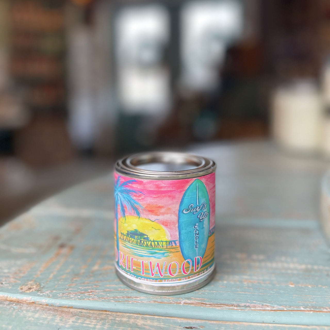 Driftwood Paint Can Candle - Vintage Collection Paint Can Candle Surf's Up Candle 1/2 Pint (8oz)  