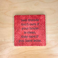 Thumbnail for Tumbled Marble Coaster, Best Friends & Unbothered, Sarcastic Wine Coasters Coasters New England Trading Co   