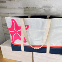 Thumbnail for Recycled Sail Bag, Pink Starfish Tote Handbags New England Trading Co   