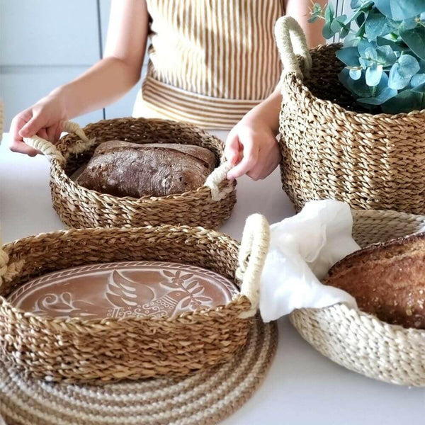 Seagrass Bread Warmer, Oval Baskets New England Trading Co