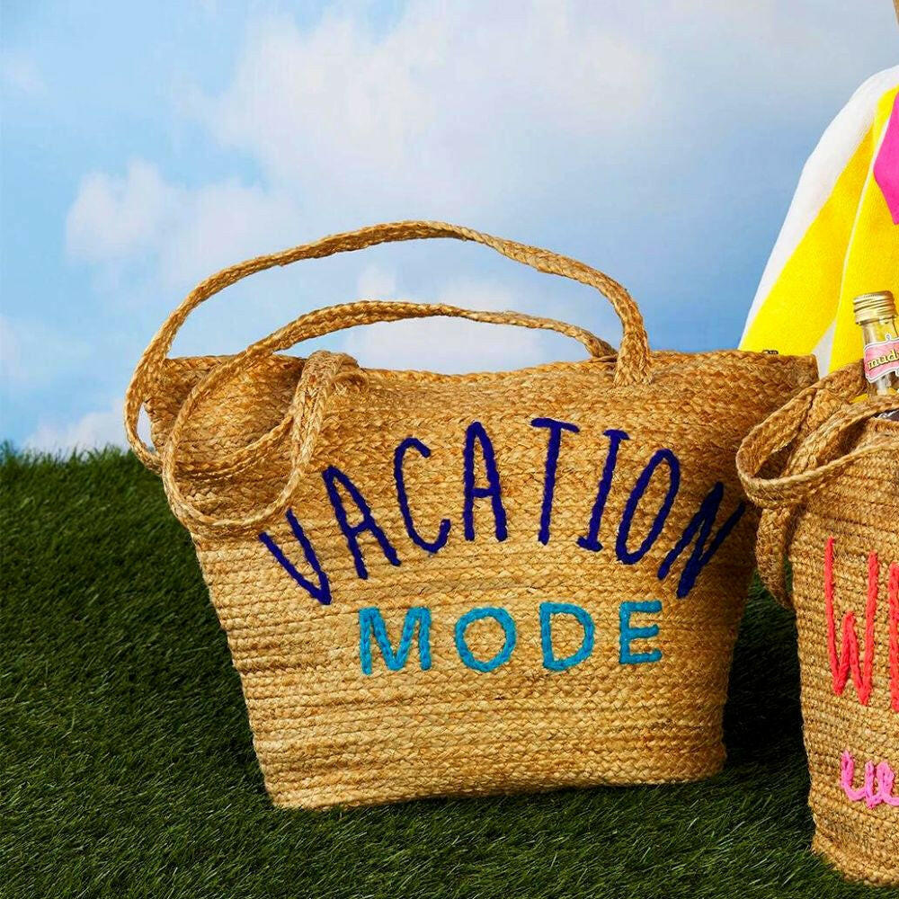 Vacation Mode Jute Cooler Tote, Insulated Insulated Bags New England Trading Co   