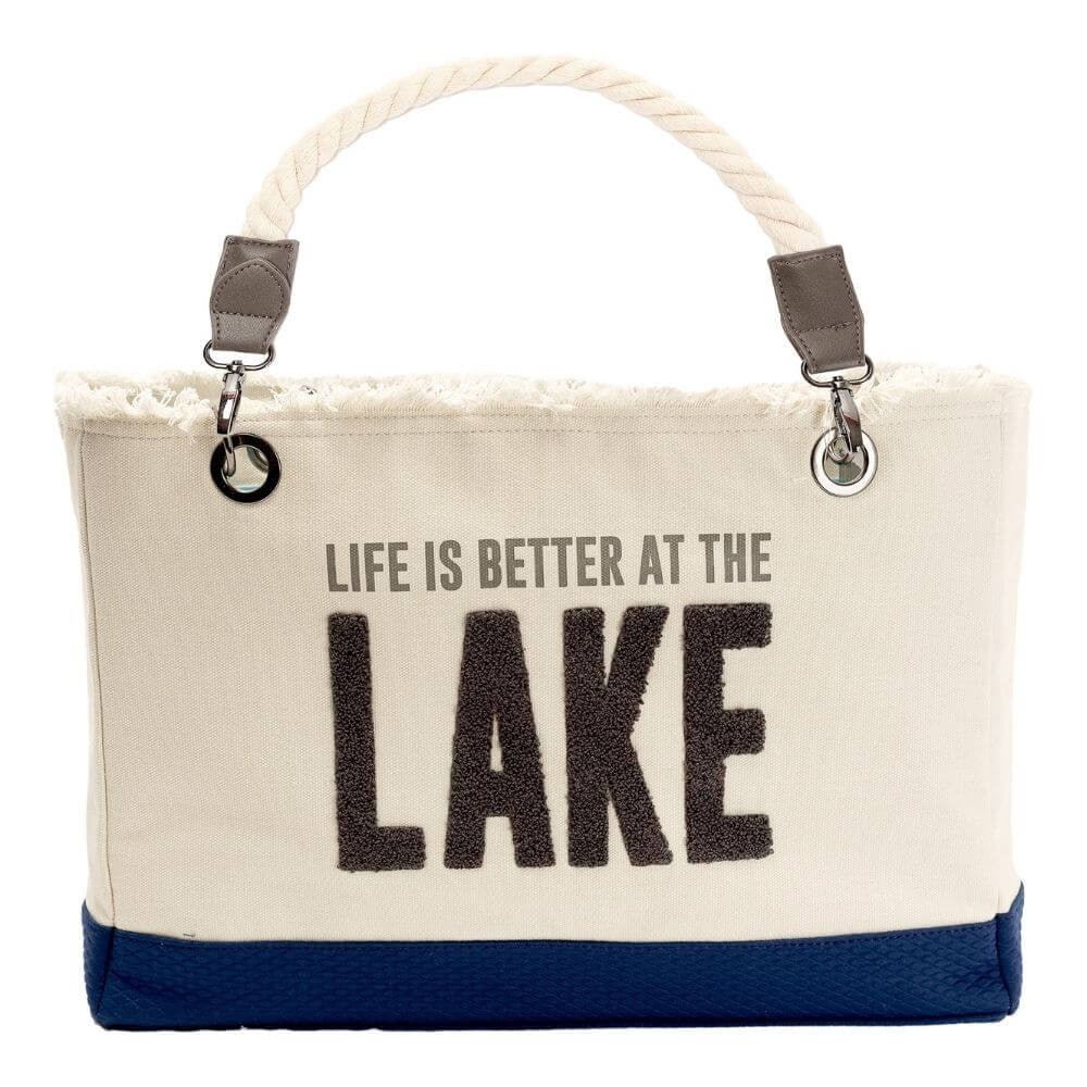 Life is Better at the Lake Canvas Tote Bag Shopping Totes New England Trading Co   