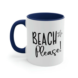 BEACH Please! Ceramic Beach Coffee Mug, 5 Colors Mugs New England Trading Co Navy
