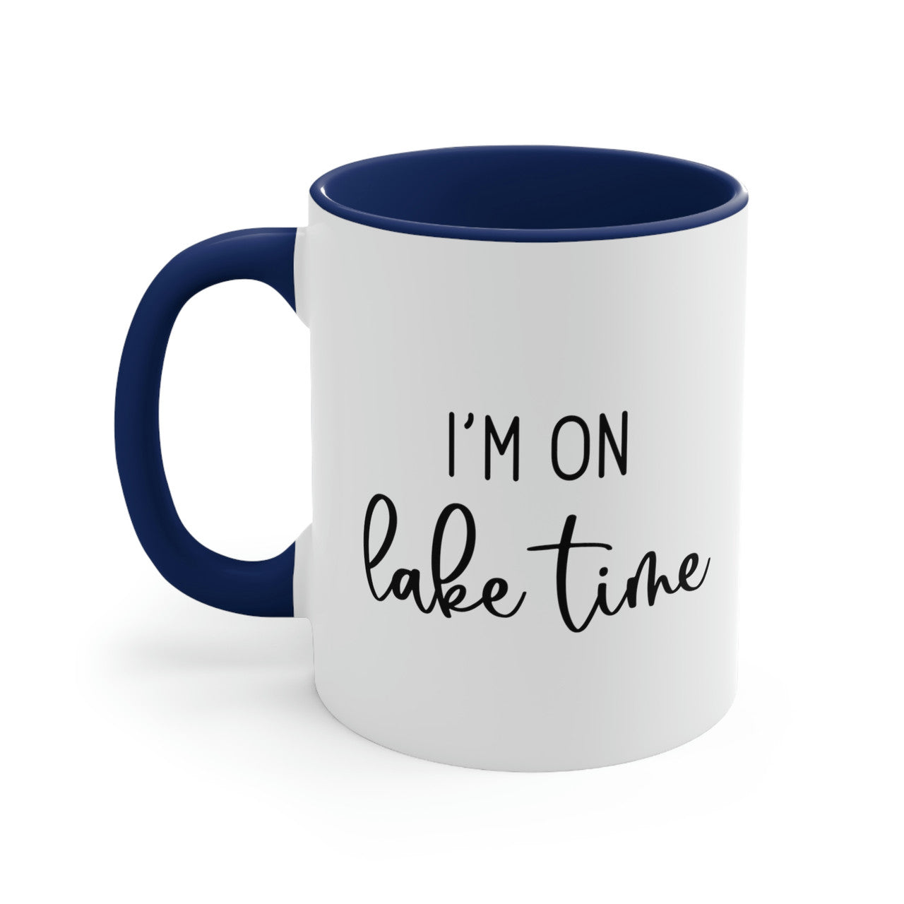 I'm On Lake Time Ceramic Beach Coffee Mug, 5 Colors Mugs New England Trading Co Navy  
