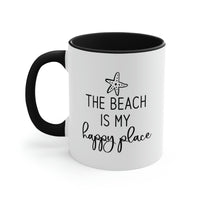 Thumbnail for The Beach Is My Happy Place Ceramic Coffee Mug, 5 Colors Mugs New England Trading Co Black  