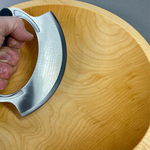 Wooden Salad Chopping Bowl & Mezzaluna, 15", New Upgraded Chef's Mezzaluna Bowls American Farmhouse Bowls