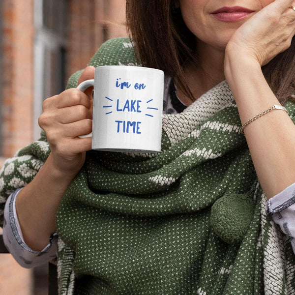 I'm On Lake Time Ceramic Beach Coffee Mug Mugs New England Trading Co