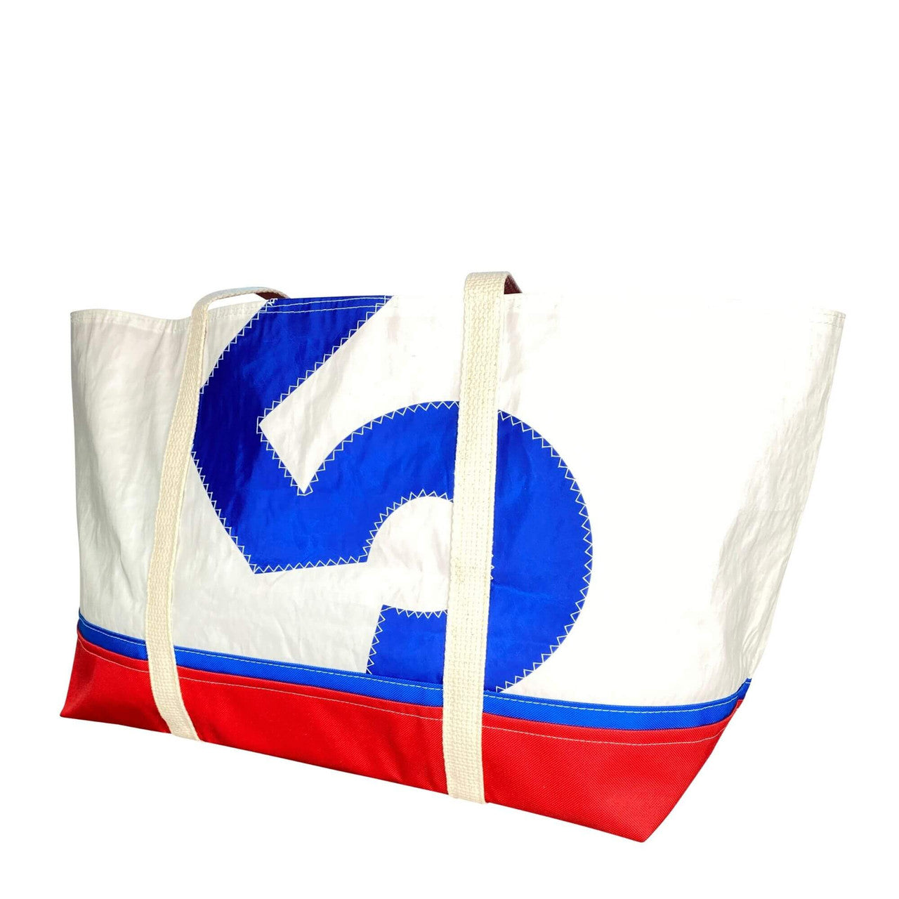 Recycled Sail Bag, Tote Bag Handmade from Sails, Blue & Red Handbags New England Trading Co   