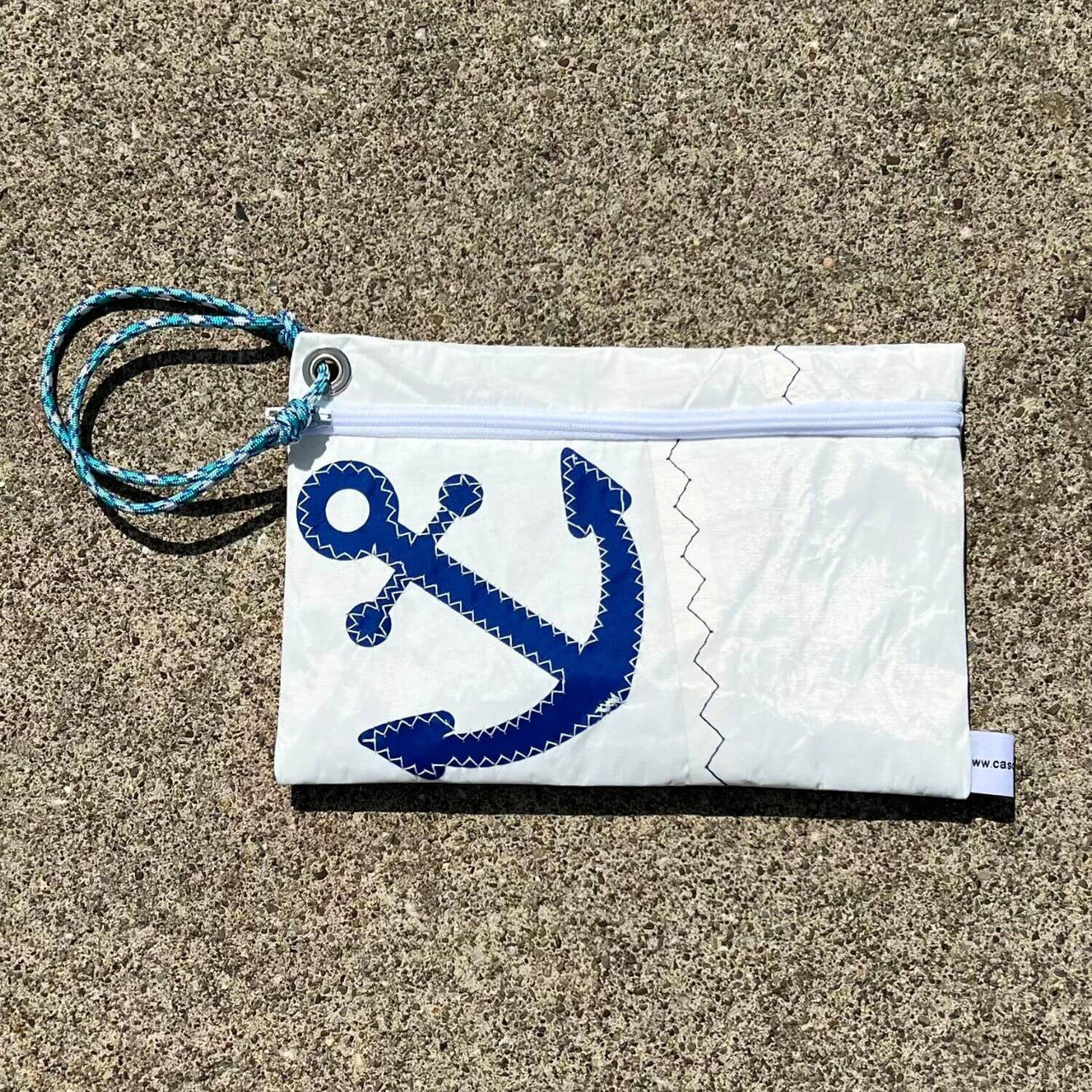 Recycled Sail Wristlet Handbags, Wallets & Cases New England Trading Co Blue Anchor  