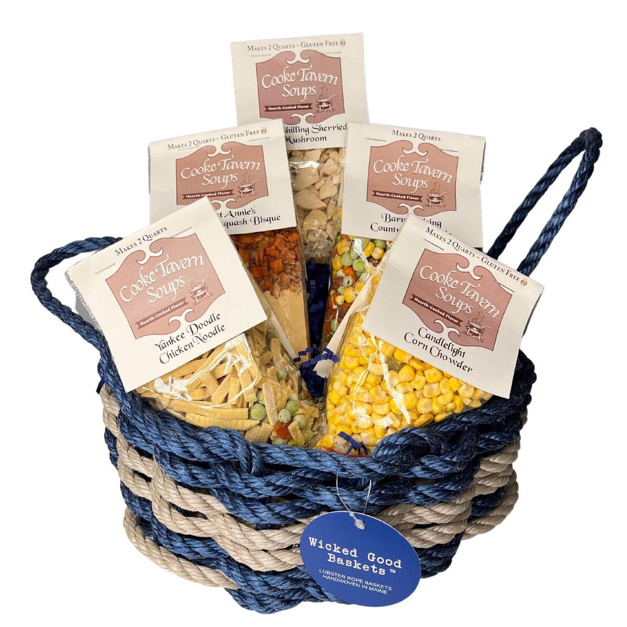 New England Chowder Lobster Rope Gift Basket Food Gift Baskets The New England Trading Company   