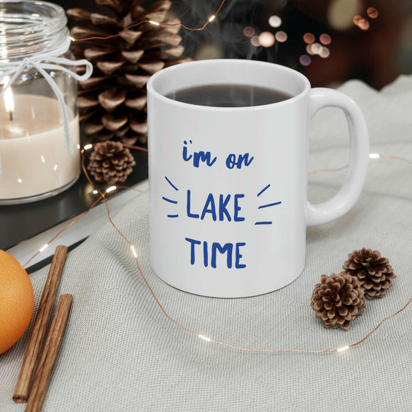 I'm On Lake Time Ceramic Beach Coffee Mug Mugs New England Trading Co