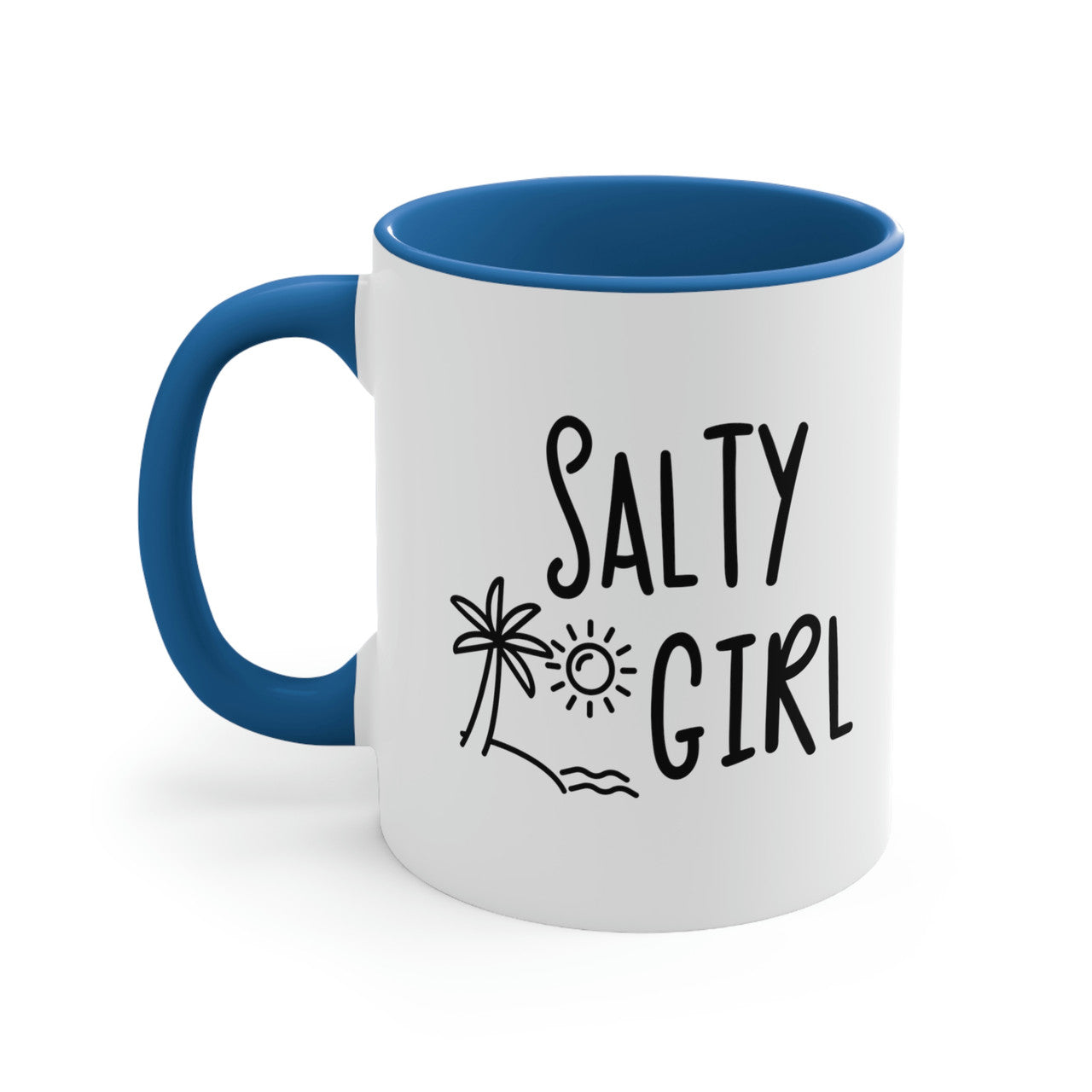 Salty Girl Ceramic Beach Coffee Mug, 5 Colors Mugs New England Trading Co Light Blue  