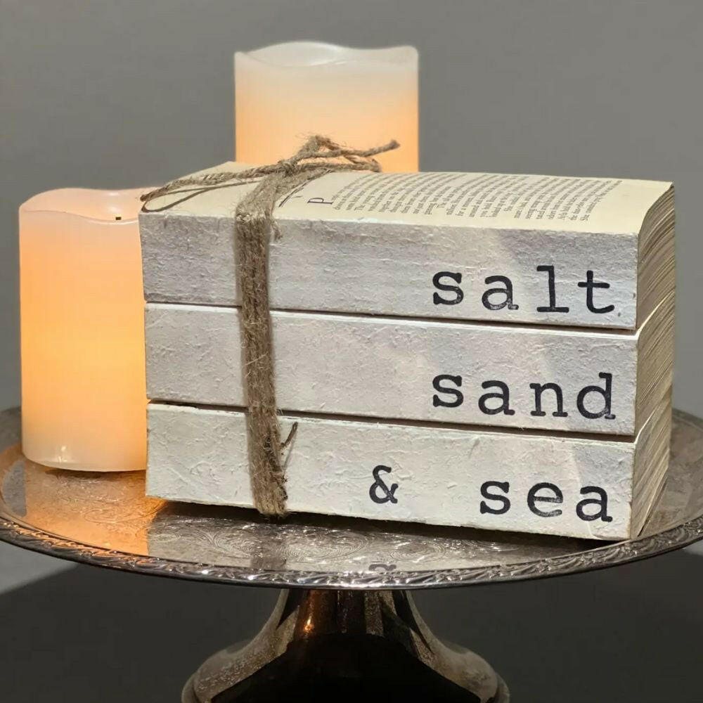 Salt, Sand & Sea Hand Stamped Books Decor New England Trading Co
