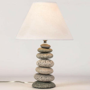 Stacked Stone Lamp, Handcrafted from Beach & River Rocks Lamps New England Trading Co