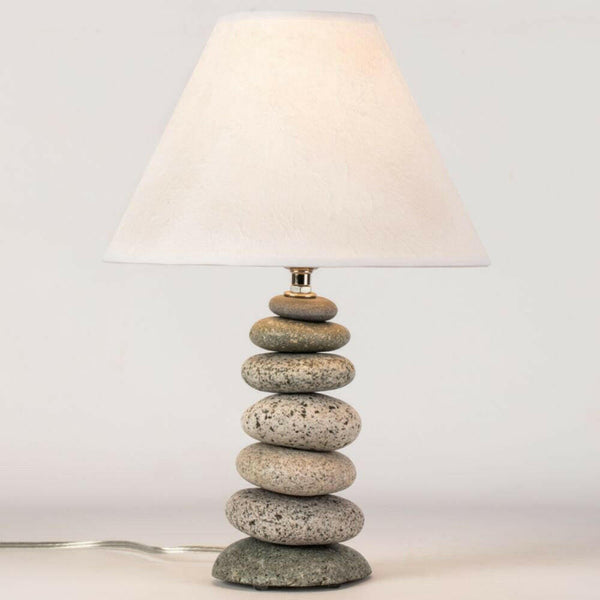 Stacked Stone Lamp, Handcrafted from Beach & River Rocks Lamps New England Trading Co
