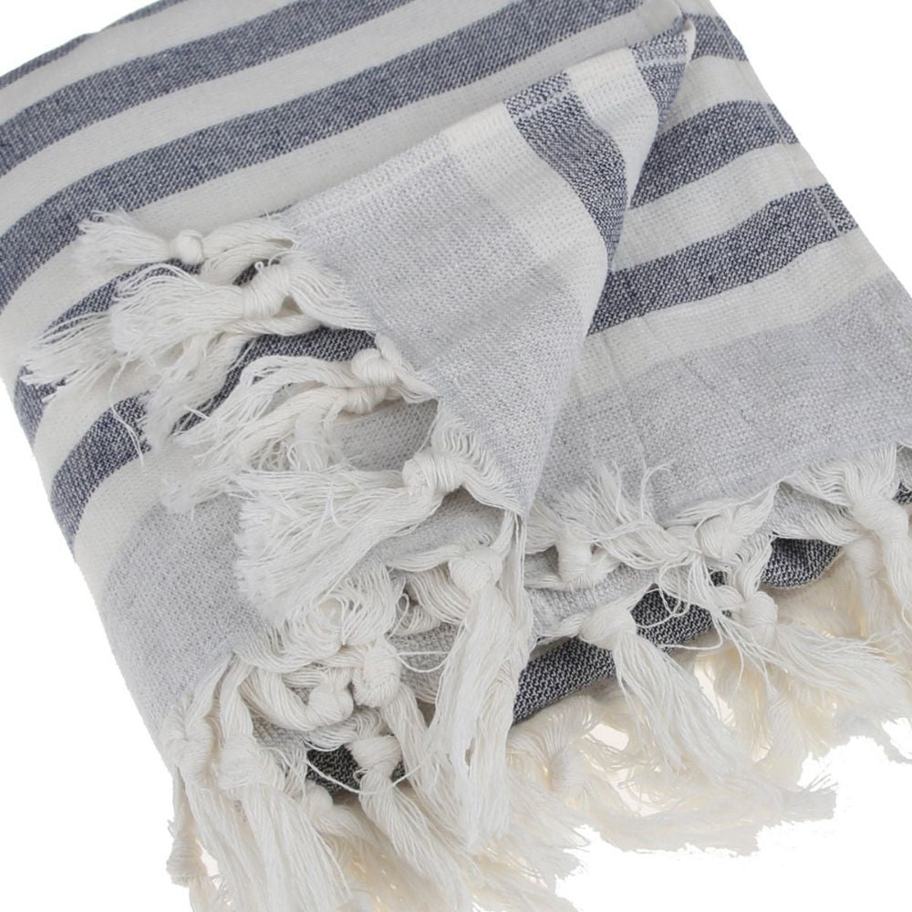 Peshtemal Pure Turkish 100% Cotton Beach Towels Beach Towels New England Trading Co Gray Stripe/Gray  