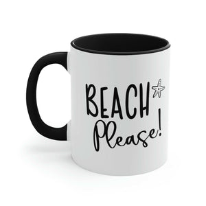 BEACH Please! Ceramic Beach Coffee Mug, 5 Colors Mugs New England Trading Co Black