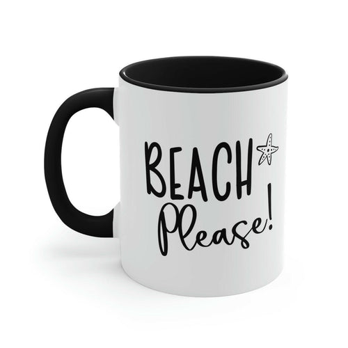 BEACH Please! Ceramic Beach Coffee Mug, 5 Colors Mugs New England Trading Co Black