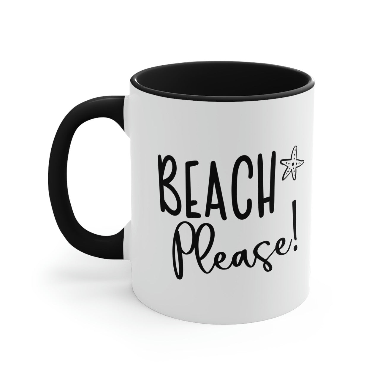 BEACH Please! Ceramic Beach Coffee Mug, 5 Colors Mugs New England Trading Co Black  
