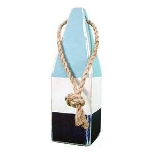 Distressed Wooden Buoy, 12" x  3.75" Decor New England Trading Co Aqua, White, Navy