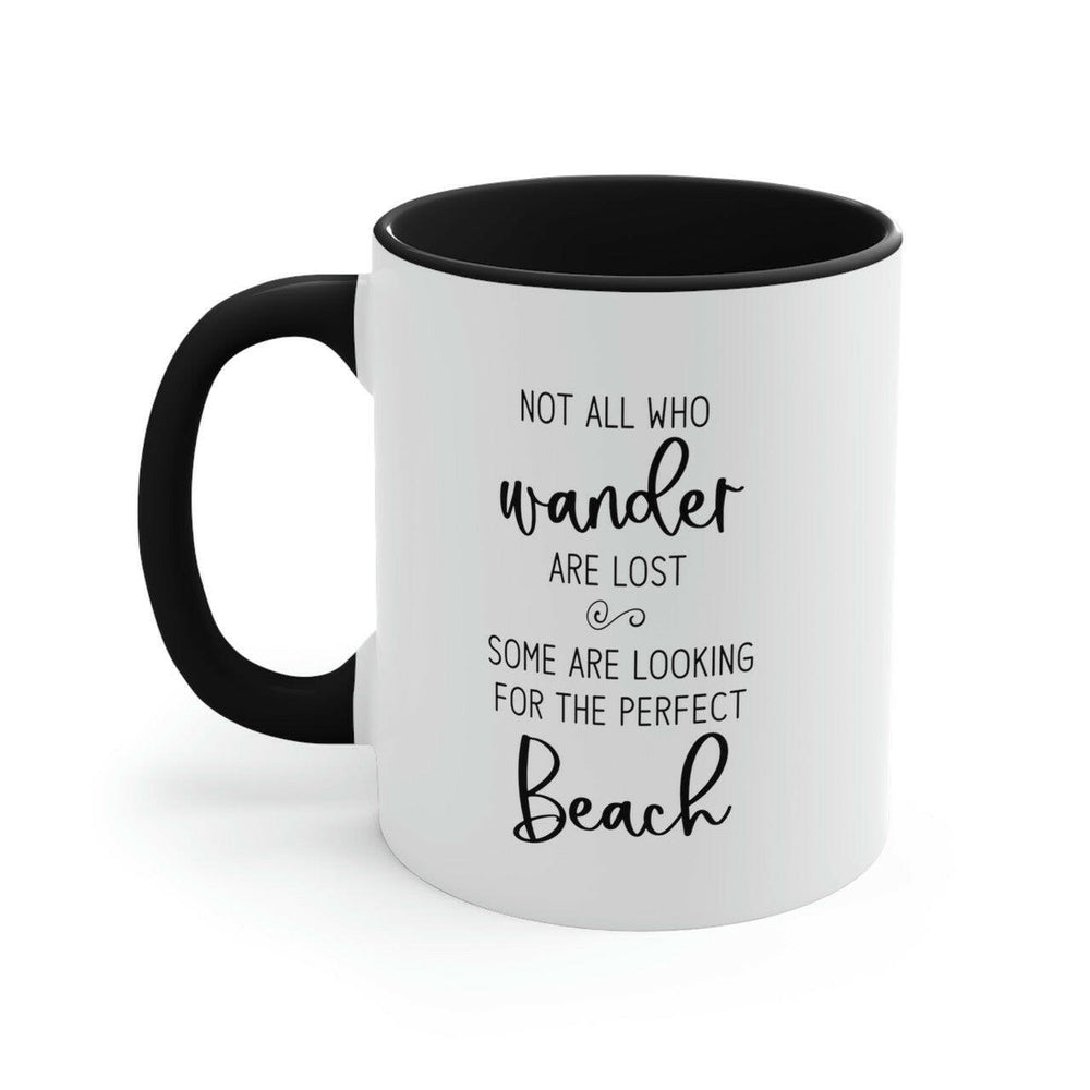 Not All Who Wander Are Lost Ceramic Beach Coffee Mug, 5 Colors Mugs New England Trading Co Black