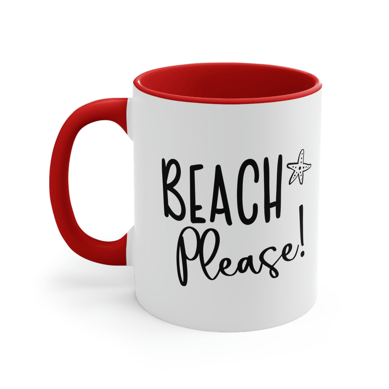 BEACH Please! Ceramic Beach Coffee Mug, 5 Colors Mugs New England Trading Co Red  
